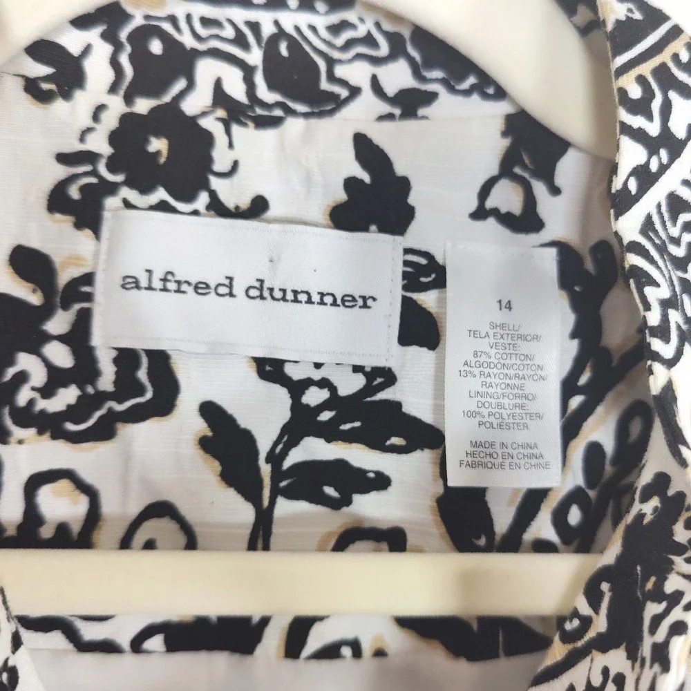Alfred Dunner Paisley Embellished Jacket Size 14 Cotton Blend Artsy Boho White